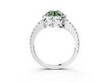 White gold Fancy Green Round Cut Diamond Halo Engagement Ring with Pavé Band and Prong Setting_54