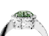 White gold Fancy Green Round Cut Diamond Halo Engagement Ring with Pavé Band and Prong Setting_55