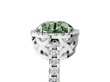White gold Fancy Green Round Cut Diamond Halo Engagement Ring with Pavé Band and Prong Setting_56