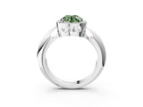 White gold Fancy Green Round  Cut Diamond Halo Engagement Ring with Split Shank and Four-Prong Setting_93