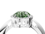 White gold Fancy Green Round  Cut Diamond Halo Engagement Ring with Split Shank and Four-Prong Setting_94
