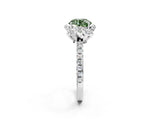 White gold Fancy Green Round Cut Diamond Halo Pave Band with Four-Prong Setting_5