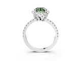 White gold Fancy Green Round Cut Diamond Halo Pave Band with Four-Prong Setting_6