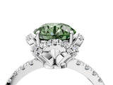 White gold Fancy Green Round Cut Diamond Halo Pave Band with Four-Prong Setting_7