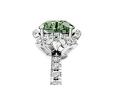 White gold Fancy Green Round Cut Diamond Halo Pave Band with Four-Prong Setting_8