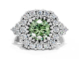 White gold Fancy Green Round Cut Diamond Halo Ring with Pavé Band and Four-Prong Setting_53