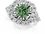 White gold Fancy Green Round Cut Diamond Halo Ring with Pavé Band and Four-Prong Setting_54