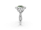 White gold Fancy Green Round Cut Diamond Halo Ring with Pavé Band and Four-Prong Setting_55
