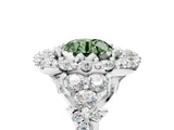 White gold Fancy Green Round Cut Diamond Halo Ring with Pavé Band and Four-Prong Setting_58