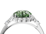 White gold Fancy Green Round Cut Diamond Halo Ring with Pear Side Stones and Prong Setting_78