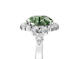 White gold Fancy Green Round Cut Diamond Halo Ring with Pear Side Stones and Prong Setting_79