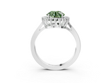 White gold Fancy Green Round  Cut Diamond Halo Ring with Round Brilliant Halo and Solitaire Band_107