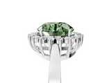 White gold Fancy Green Round  Cut Diamond Halo Ring with Round Brilliant Halo and Solitaire Band_109