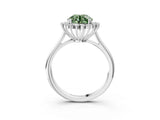 White gold Fancy Green Round  Cut Diamond Halo Ring with Solitaire Band and Prong Setting_56