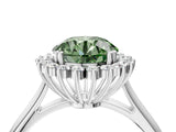 White gold Fancy Green Round  Cut Diamond Halo Ring with Solitaire Band and Prong Setting_58