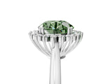 White gold Fancy Green Round  Cut Diamond Halo Ring with Solitaire Band and Prong Setting_59