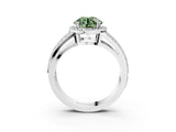 White gold Fancy Green Round Cut Diamond Halo Ring with Split Shank Pavé Band and Four-Prong Setting_15