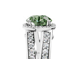 White gold Fancy Green Round Cut Diamond Halo Ring with Split Shank Pavé Band and Four-Prong Setting_17