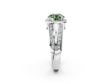 White gold Fancy Green Round Cut Diamond Halo Ring with Split Shank Pavé Band and Four-Prong Setting_30