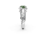 White gold Fancy Green Round Cut Diamond Halo Ring with Split Shank Pavé Band and Four-Prong Setting_38