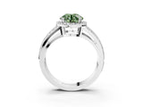 White gold Fancy Green Round Cut Diamond Halo Ring with Split Shank Pavé Band and Four-Prong Setting_63