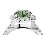 White gold Fancy Green Round Cut Diamond Halo Ring with Split Shank Pavé Band and Prong Setting_83