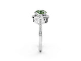 White gold Fancy Green Round Cut Diamond Halo Ring with Split Shank and Four-Prong Setting_78