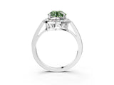White gold Fancy Green Round Cut Diamond Halo Ring with Split Shank and Four-Prong Setting_79
