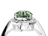 White gold Fancy Green Round Cut Diamond Halo Ring with Split Shank and Four-Prong Setting_80