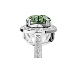 White gold Fancy Green Round Cut Diamond Halo Ring with Split Shank and Four-Prong Setting_81