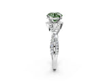 White gold Fancy Green Round Cut Diamond  Halo Twist Band Solitaire Prong Setting Ring_14