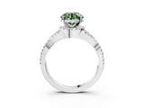 White gold Fancy Green Round Cut Diamond  Halo Twist Band Solitaire Prong Setting Ring_15