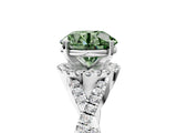 White gold Fancy Green Round Cut Diamond  Halo Twist Band Solitaire Prong Setting Ring_17