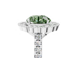 White gold Fancy Green Round  Cut Diamond Milgrain Floral Halo Engagement Ring with Pavé Band_20