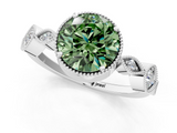 White gold Fancy Green Round  Cut Diamond Milgrain Marquise Band with Prong Setting_4
