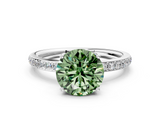 White gold Fancy Green Round  Cut Diamond Pavé Band Ring with Four-Prong Setting_24
