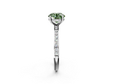 White gold Fancy Green Round  Cut Diamond Pavé Band Ring with Four-Prong Setting_26