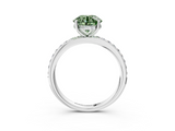 White gold Fancy Green Round  Cut Diamond Pavé Band Ring with Four-Prong Setting_27