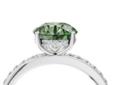 White gold Fancy Green Round  Cut Diamond Pavé Band Ring with Four-Prong Setting_28
