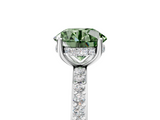 White gold Fancy Green Round  Cut Diamond Pavé Band Ring with Four-Prong Setting_29