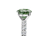 White gold Fancy Green Round Cut Diamond Pavé Band Solitaire Ring with Prong Setting_58