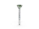 White gold Fancy Green Round Cut Diamond Pavé Band Solitaire Ring with Prong Setting_59