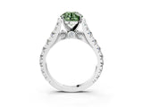 White gold Fancy Green Round  Cut Diamond Pavé Band Solitaire with Four-Prong Setting_18