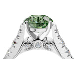 White gold Fancy Green Round  Cut Diamond Pavé Band Solitaire with Four-Prong Setting_19
