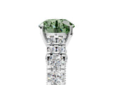 White gold Fancy Green Round  Cut Diamond Pavé Band Solitaire with Four-Prong Setting_20