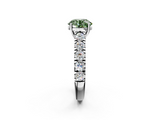 White gold Fancy Green Round  Cut Diamond Pavé Band Solitaire with Four-Prong Setting_5