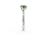 White gold Fancy Green Round  Cut Diamond Pavé Band Solitaire with Four-Prong Setting_5