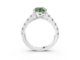 White gold Fancy Green Round  Cut Diamond Pavé Band Solitaire with Four-Prong Setting_6