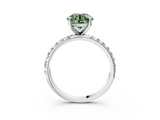 White gold Fancy Green Round  Cut Diamond Pavé Band Solitaire with Four-Prong Setting_6
