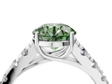 White gold Fancy Green Round  Cut Diamond Pavé Band Solitaire with Four-Prong Setting_7